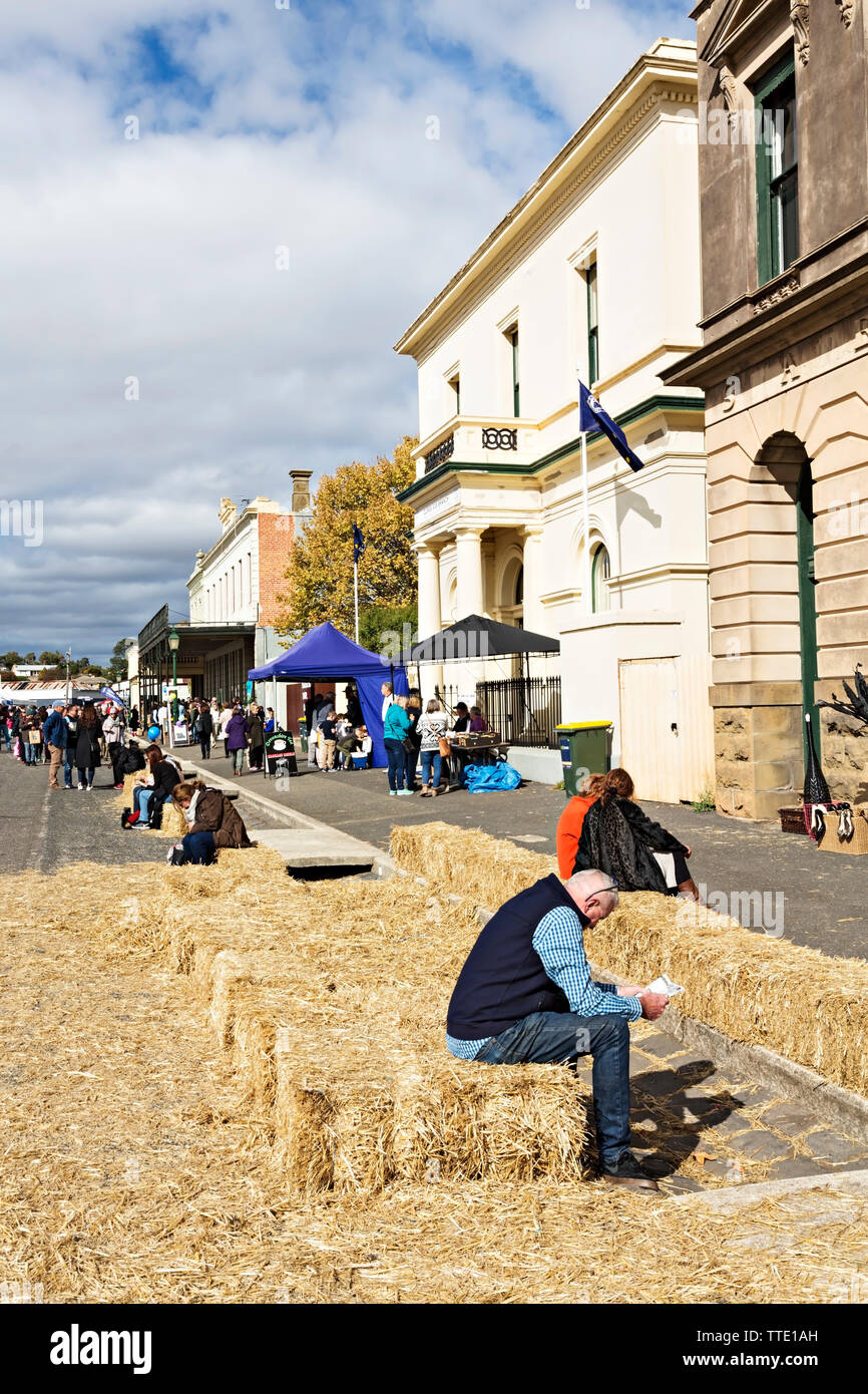 Clunes Booktown festival in the 1850`s gold mining town of Clunes in Victoria Australia Stock